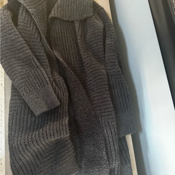 Barefoot Dreams Charcoal Ribbed Cardigan - Picture 3 of 8
